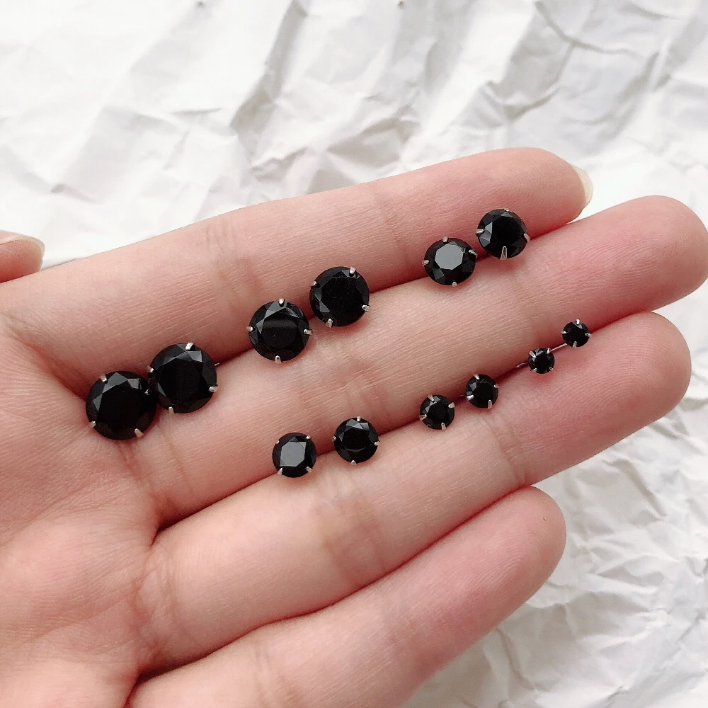 

s925 silver black ear bone with srhinestones basic earrings without fading cool wild earrings for men and women gifts wholesale