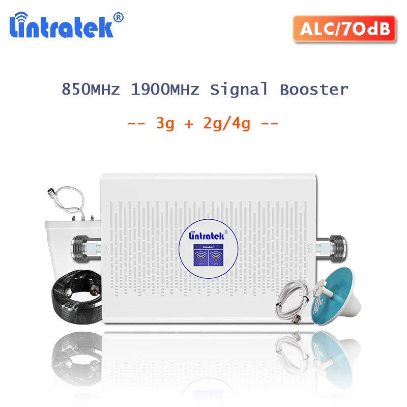 Lintratek 3G CDMA 850 мгц двухдиапазонный 70 дб усилитель сигнала 2G/4G PCS 1900 ALC 23 дбм