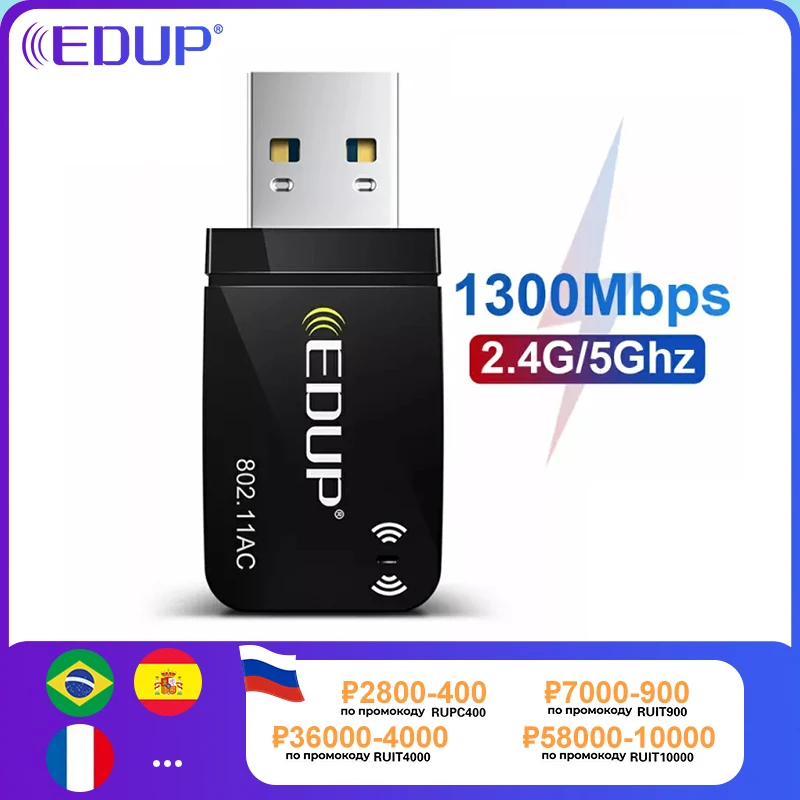 EDUP 1300 Мбит/с мини USB3.0 Вай Фай адаптер Сетевая карта Wi Fi Dual Band 5 8 Г/2 4 ГГц