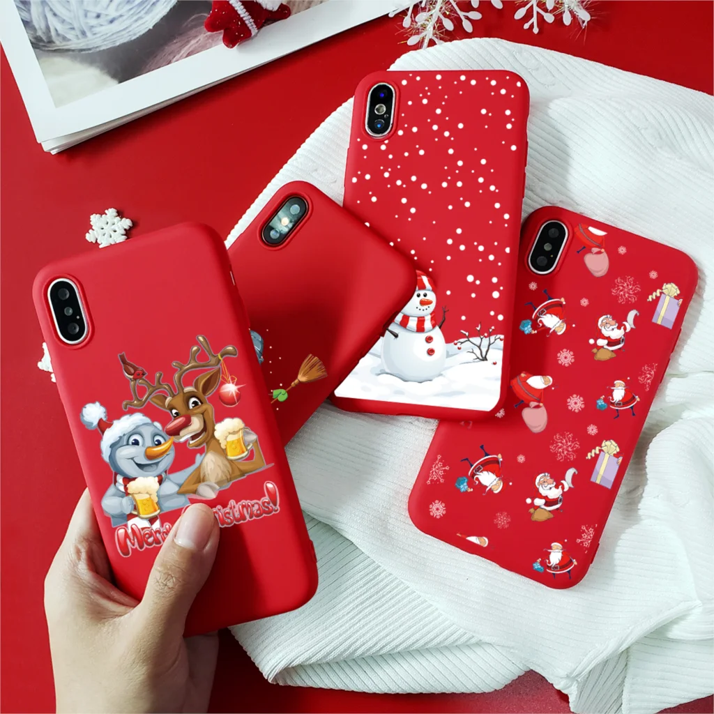 Merry Christmas, Матовые чехлы для телефонов, чехол для iPhone X, 7, 8 Plus, 6, 6 S, 5, 5S, SE, XS Max, XR, Мягкая силиконовая задняя крышка из ТПУ, новогодний чехол