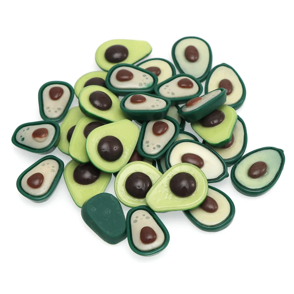 30 шт. микс милый каучуковый мультяшный фрукт авокадо с плоским основанием