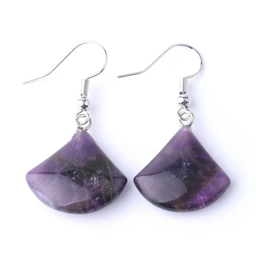 FYJS уникальный посеребренный камень аметист секторная форма висячие серьги