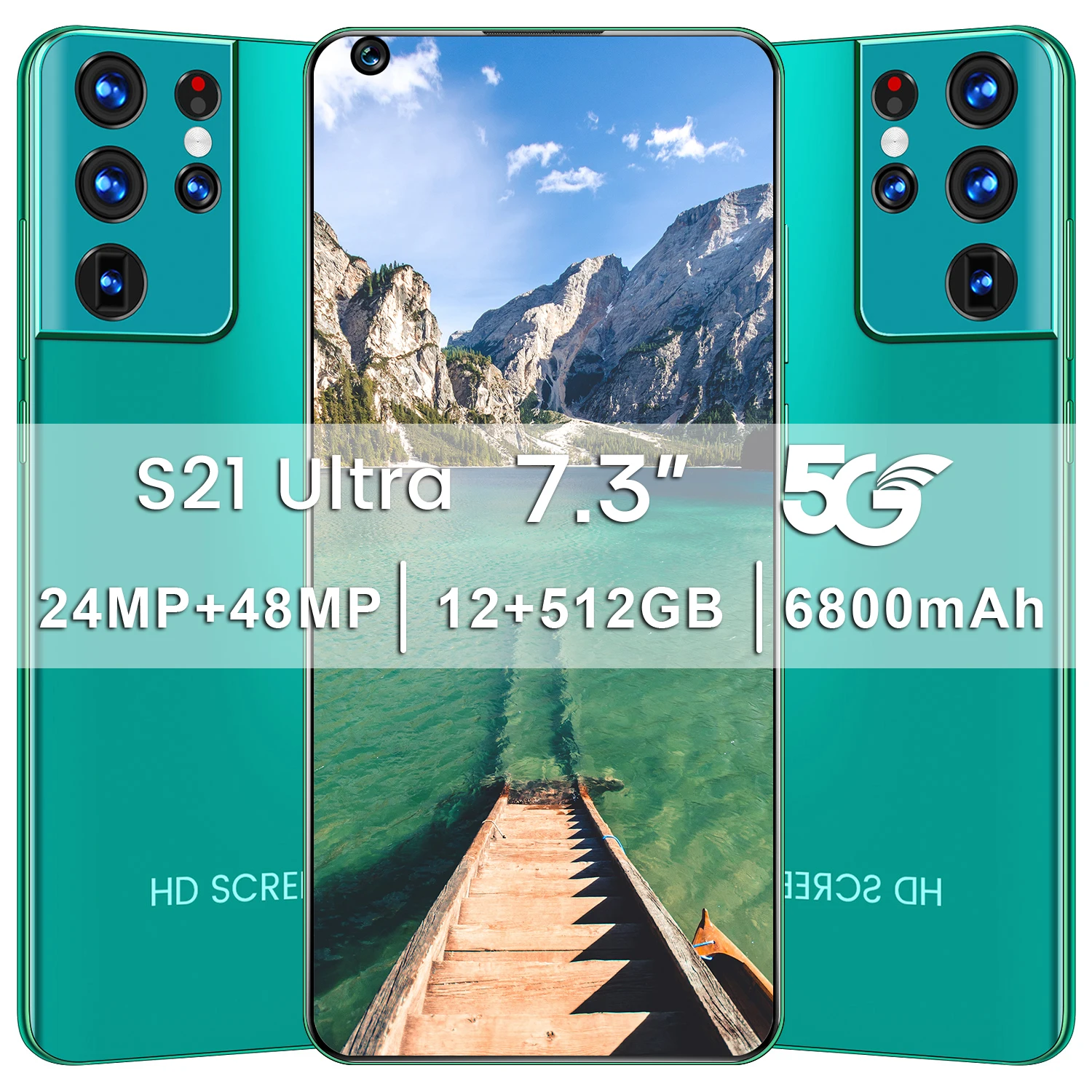 

Smartphone 2021 5G Global Version S21 Ultra 6800mAh 12GB 512GB 7.3Inch Android 10 Dual SIM Card Mobile Phone Google GPS WiFi