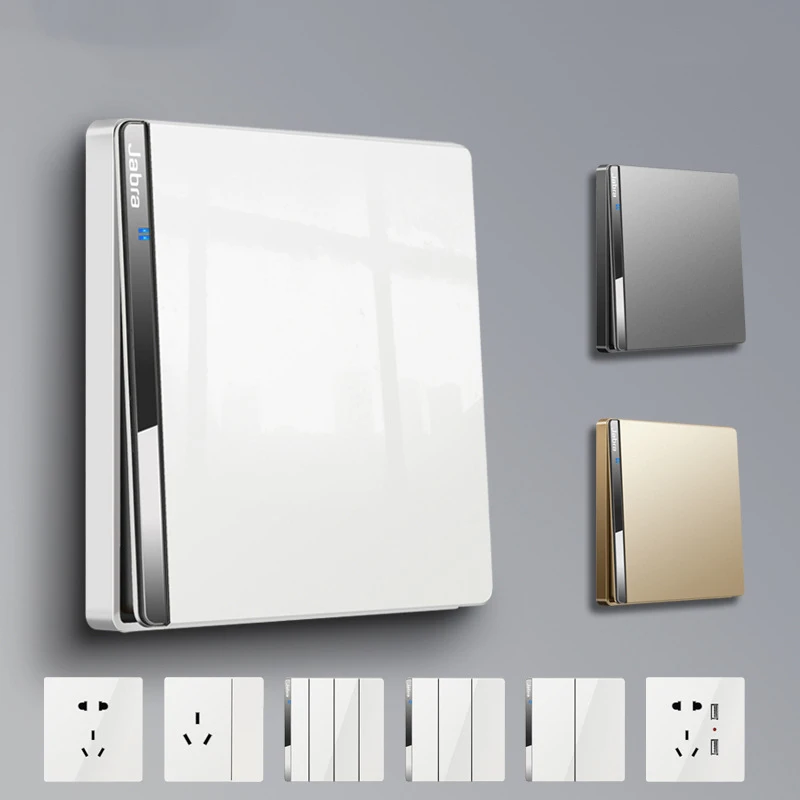 

250V Fashion Design 86mm White Household Electrical Switch High-End Paint Porcelain Imitation Advanced Panel With LED Indicator