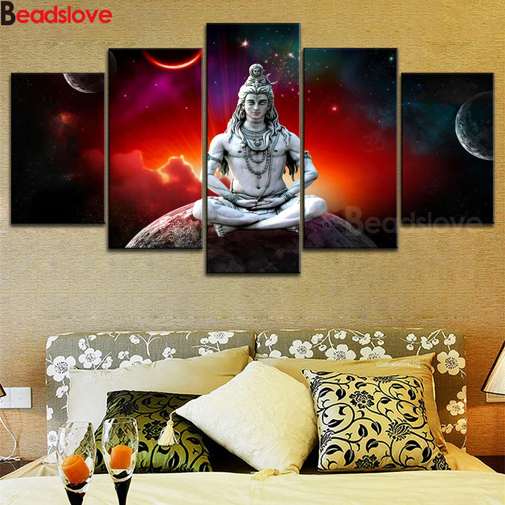 

Full Square/Round Drill 5D DIY Diamond Painting 5 Pieces"Lord Shiva Landscape Starry Sky" 3D Embroidery Cross Stitch kits