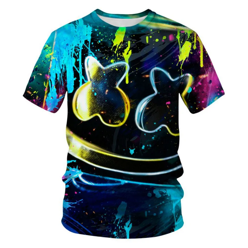 

2021 new fashion trend interesting 3D cartoon cotton candy shiny angel devil couple men and women T-shirts carriage hip hop