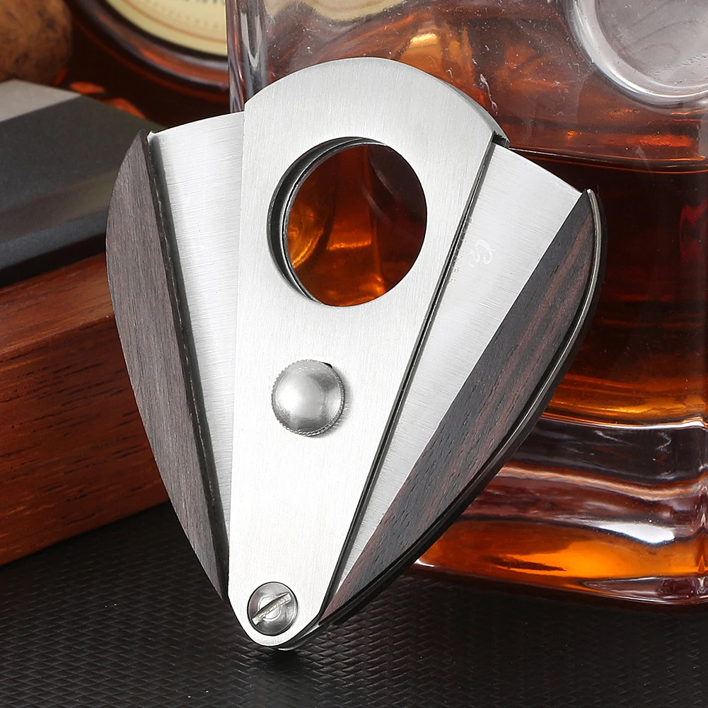 

GALIENR Cigar Cutter Scissor Pocket Double Blades Cigar Clipper Guillotine Sharp Cutting KnifeTobacco Smoking Tool Wood