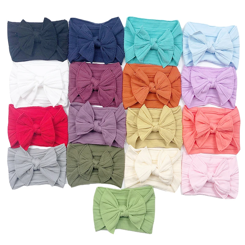 Оптовые цены 10 шт. Мягкие вязаные повязки на голову для маленьких девочек с