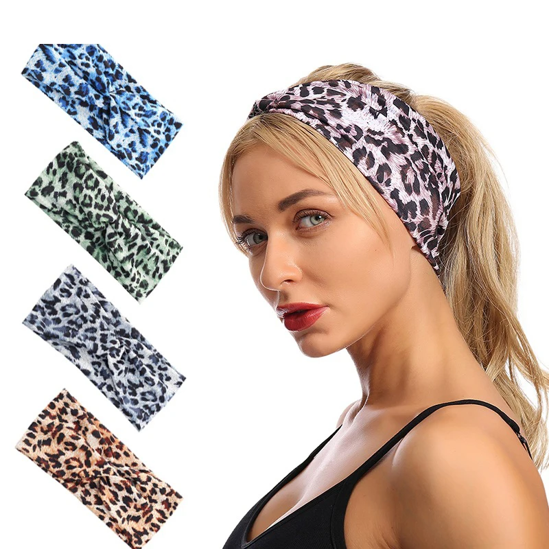 

Leopard Print Satin Headband for Women Sports Hairbands Elastic Floral Headwear Soft Turban Girls Knotted Hair Accessories