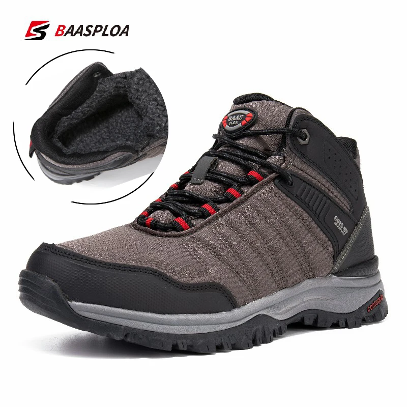 Baasploa Men Winter Casual Walking Shoes Non-slip Wear-resistant Hiking Shoes Outdoor Fashion Waterproof Wrinkle-free Sneakers