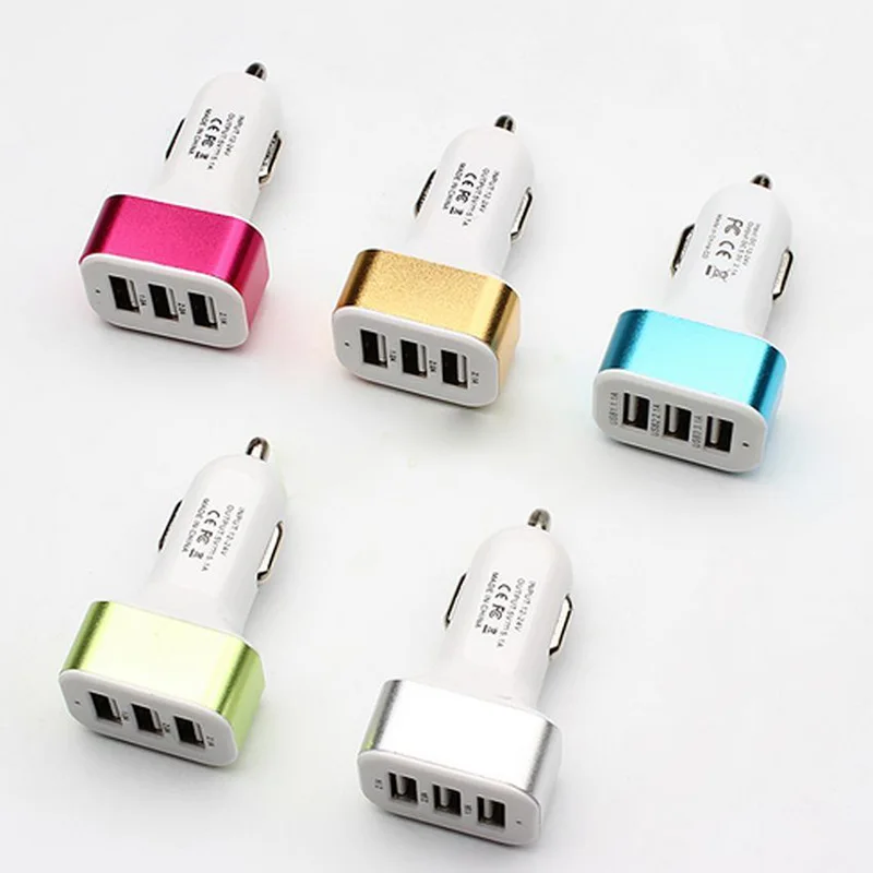 Автомобильное зарядное устройство 1 шт. USB 3 порта 5 В 2 А быстрая зарядка для GPS