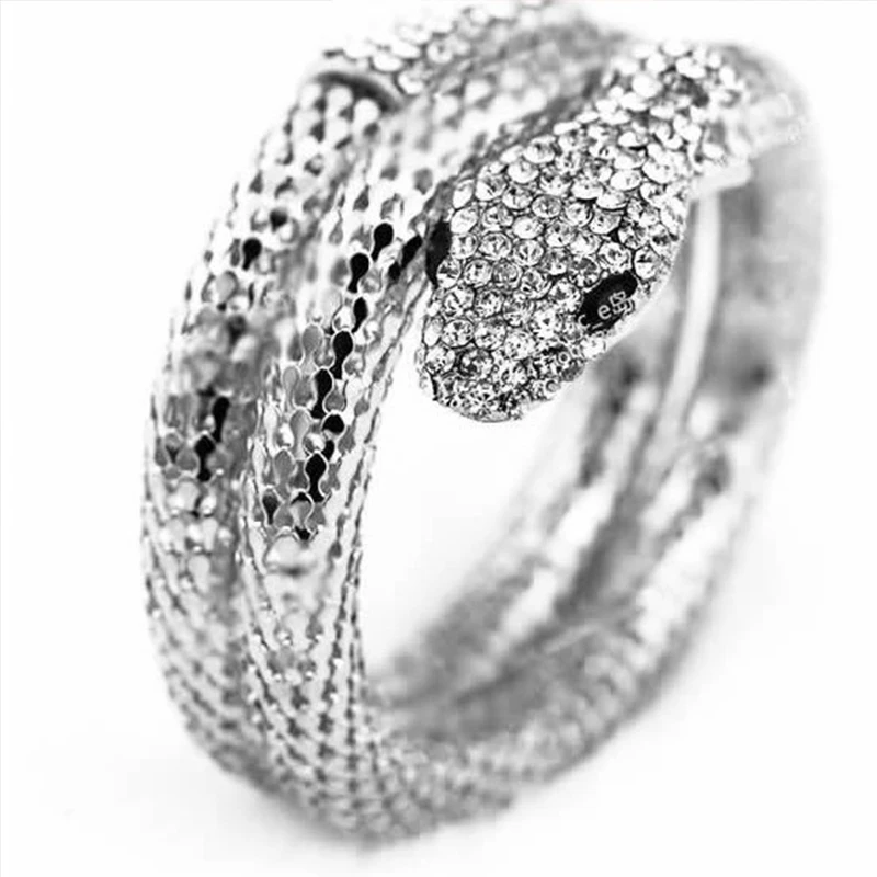 Женский Спиральный Браслет со змеиным кристаллом VB876|Браслеты с шармами| |