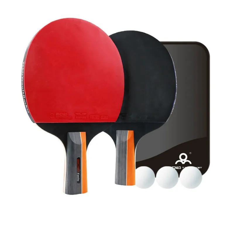 

2021 New 1Pair Table Tennis Racket Set Professional Rubber Carbon Pingpong Racket Short Long Handle Table Tennis Training Paddle