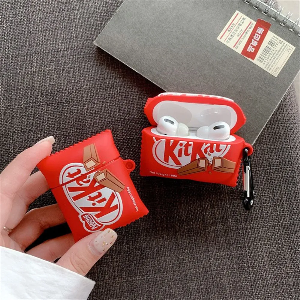 3D Kitkat cute Chocolate chip cookies Wireless Earphone case for Airpods 1 2 3 Pro box Bluetooth headset silicone luxury cover |