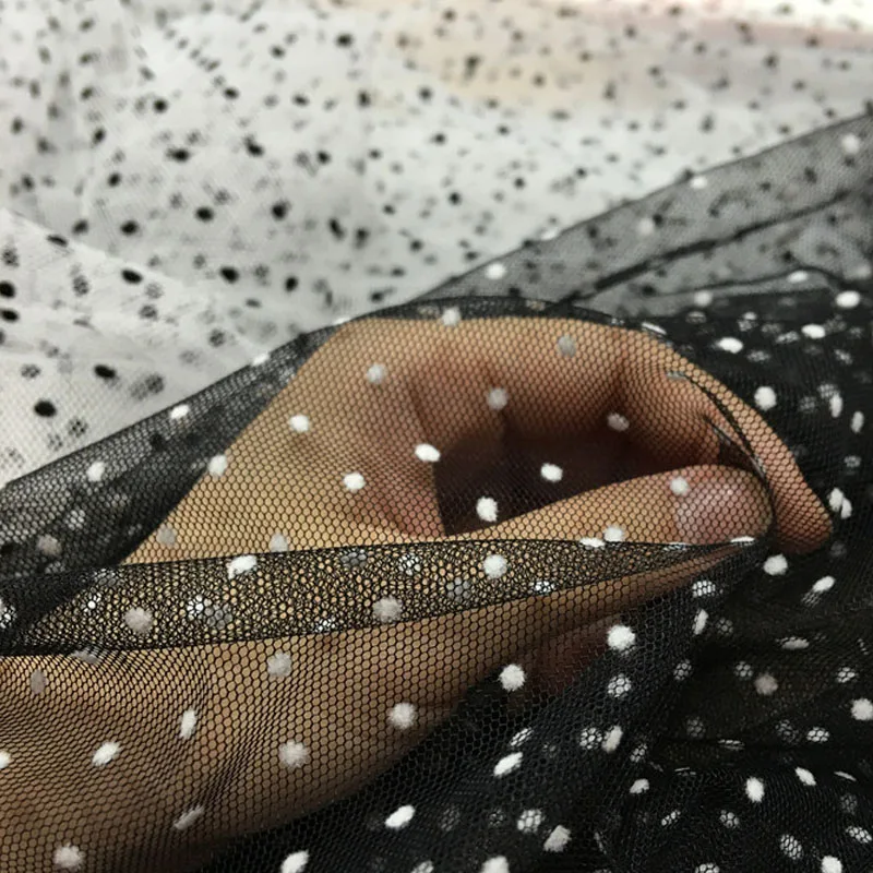 Кружевная ткань в горошек белый ширина 150 см | Дом и сад