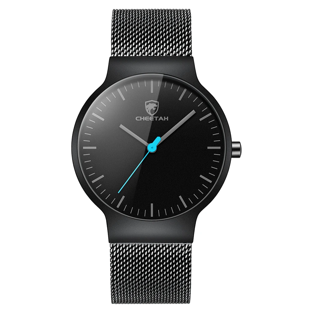 

Top Brand CHEETAH Men Watch Fashion Luxury Black Stainless Steel Watches Men's Simple Business Wristwatch Relogio Masculino