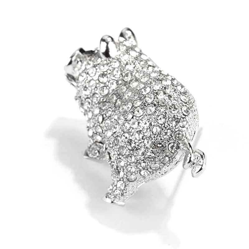 ALLYES милый горный хрусталь свинья Броши прекрасный серебряный Цвет Хрюша брошь на