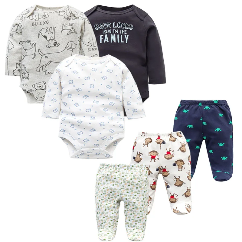 6 шт./лот модные комплекты одежды для малышей хлопковая одежда новорожденных