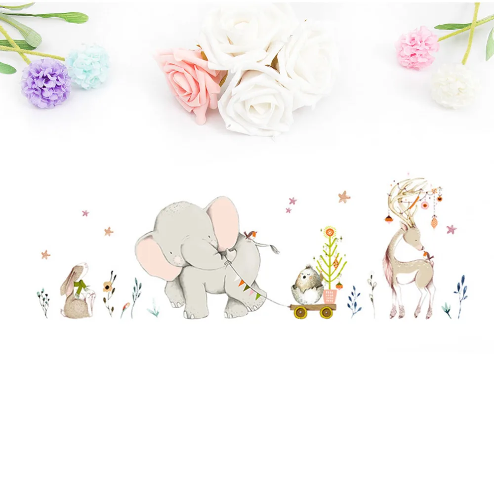 

Lovely Animals Elephant Rabbit Elk Wall Sticker Home Decoration Kids Room Wall Sticker Mural Art Poster
