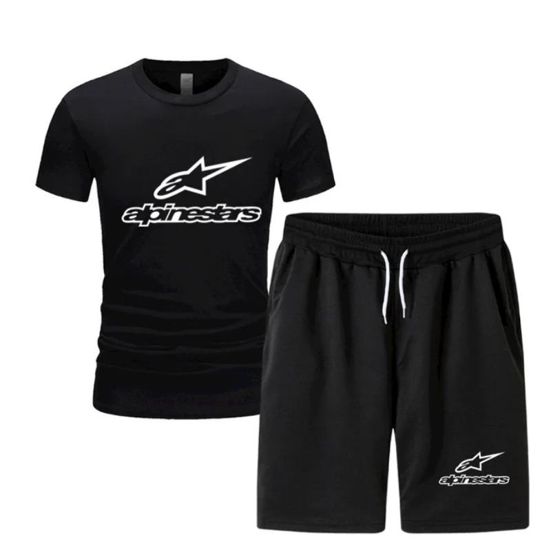 

Summer 2021Two Piece Set Men Short Sleeve T Shirt Cropped Top Shorts Men's Tracksuits Design Fashion T-shirt Tracksuit Set New