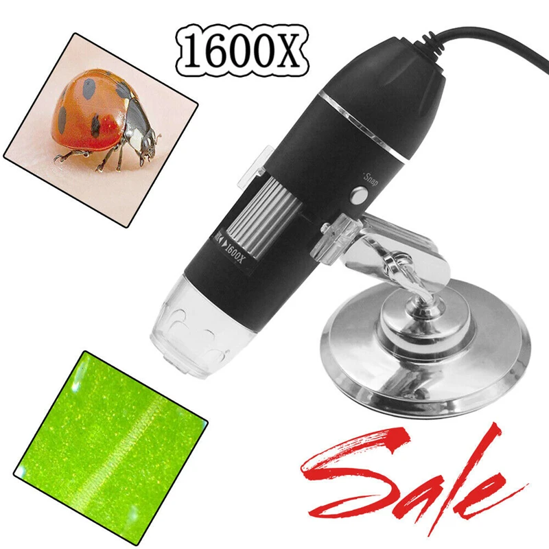

1600X USB Digital Microscope 8 LED Magnification With Stand For Windows For Mac