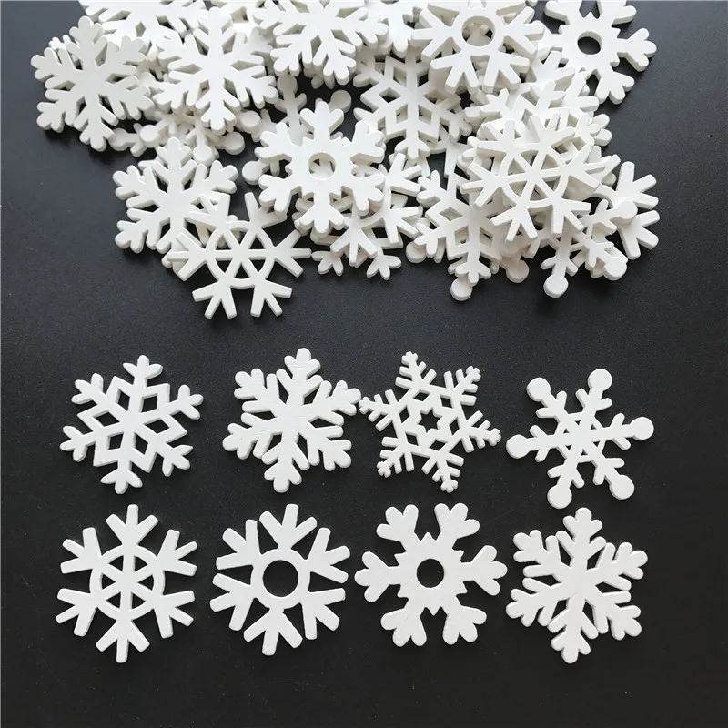 50 шт. DIY Деревянные белые снежинки Рождественские подвесные украшения