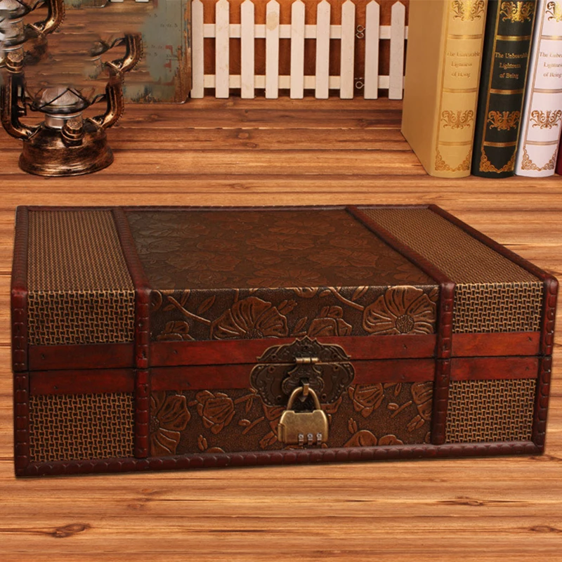 Коробка для хранения книг в европейском стиле ретро Большая деревянная коробка с