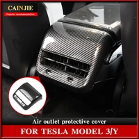model3 carbon fiber abs for tesla model 3 2021 accessories rear exhaust air outlet protective cover model y air outlet cover