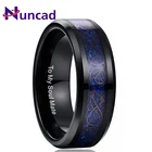 Мужское кольцо из карбида вольфрама Nuncad, обручальное кольцо с голубым драконом, 8 мм, черное кольцо с широким покрытием, лучший подарок для мужа