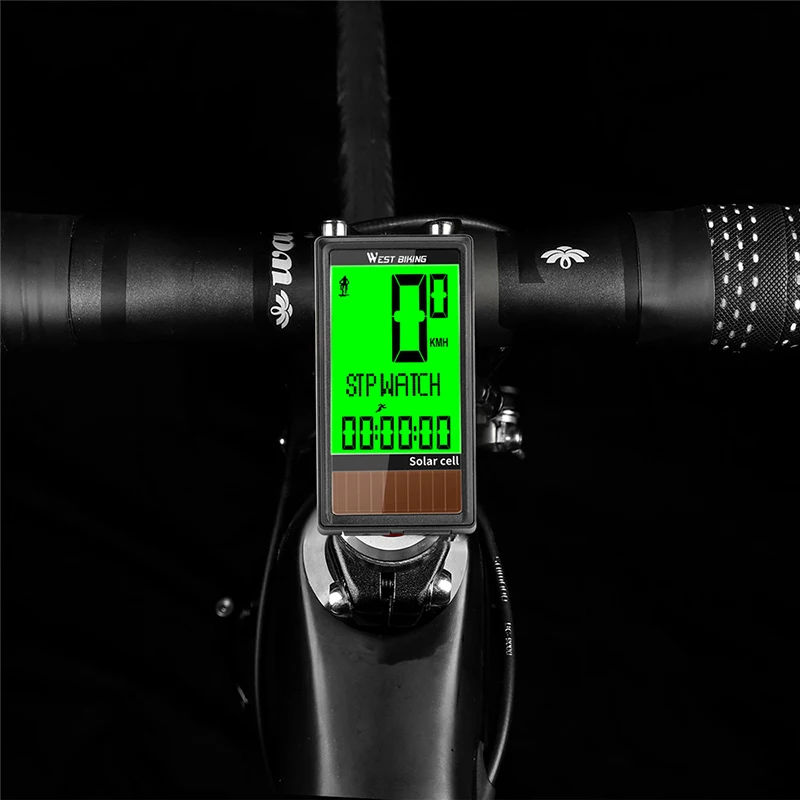 

WEST BIKING Bike Computer Wireless Solar Energy Cycling Odometer Speedometer Multifunction Bicycle Stopwatch With 5 Languages