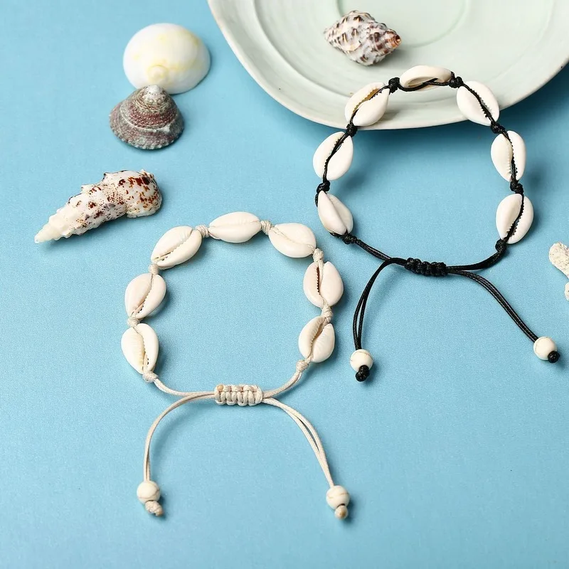 Богемный ручной работы натуральная ракушка вязки оболочка браслета Браслеты