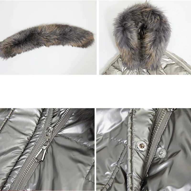 

Natural Fur Collar Down Jacket Women Long 90% White Duck Down Coat Winter Cold Warm Jackets Abrigo Mujer Casual Parka Overcoat