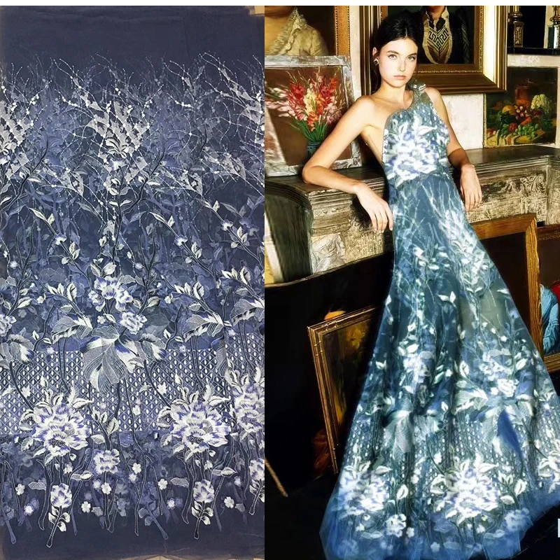 

Кружевная ткань в африканском стиле, Высококачественная кружевная ткань с вышивкой, африканская сетка, французская кружевная ткань для вечерних платьев, HF998, 2019