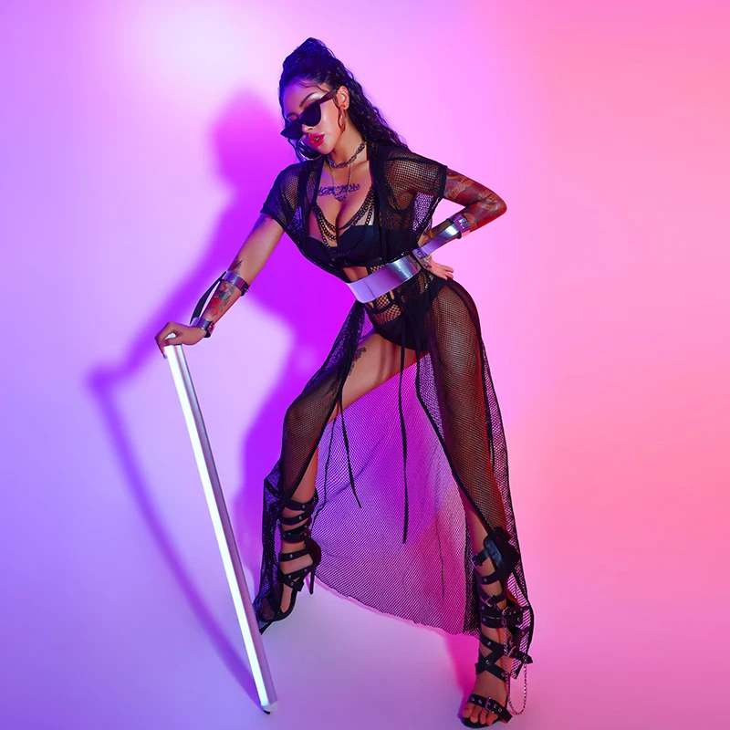 

Sexy Bodysuit Long Coat Nightclub Bar Dj Ds Jazz Dance Costumes Pole Dance Clothing For Women Gogo Dance Festival Wear DQS7233