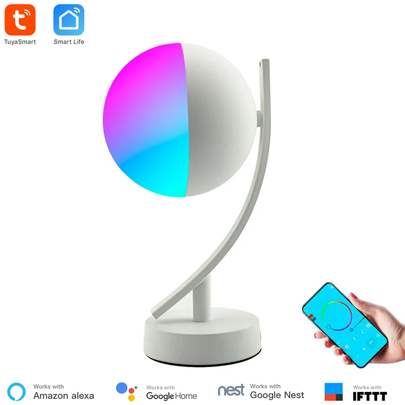 Tuya Smart APP WiFi настольная лампа 16 миллионов цветов Беспроводное управление таймером Alexa совместимый ночной Светильник RGB с регулируемой яркостью для умного дома