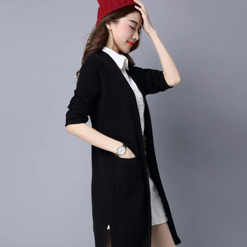 Женский кардиган женский корейский длинный свитер вязаный вязаные крючком