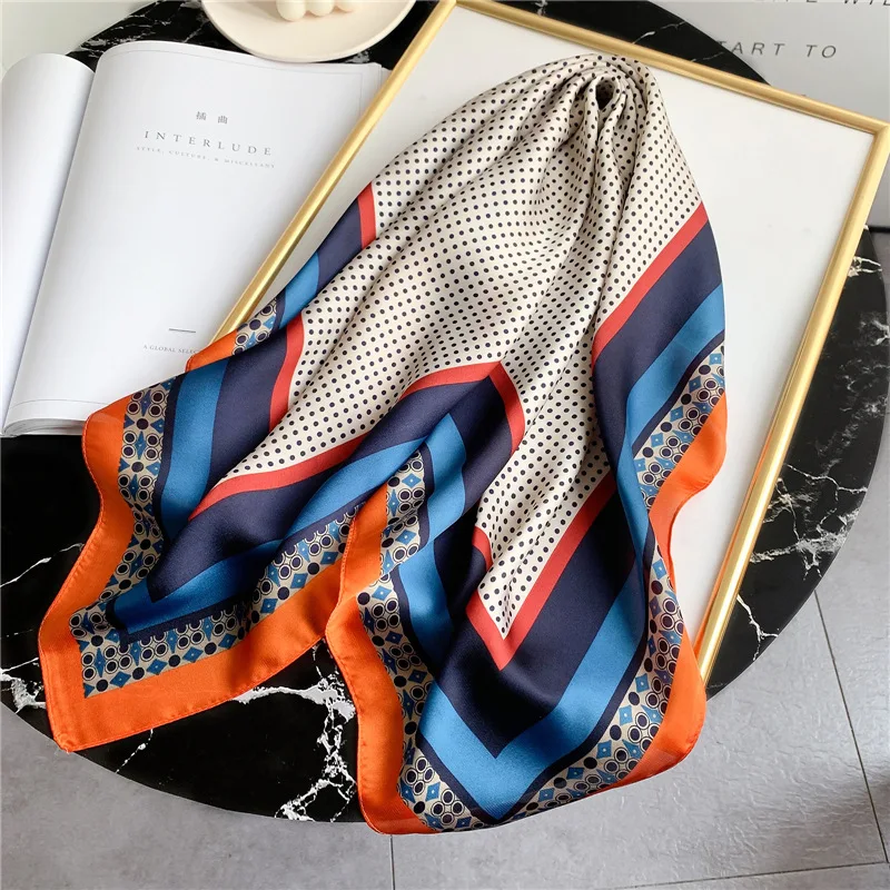 

silk scarf women's color matching scarf small silk scarf 70cm square scarf decoration versatile scarf cashew scarf