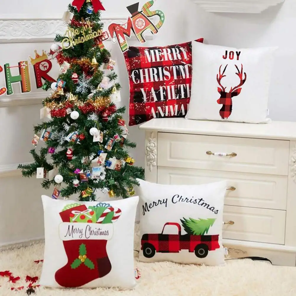 4 шт. Рождественская наволочка Подушка поясничная полиэстер персиковая кожа