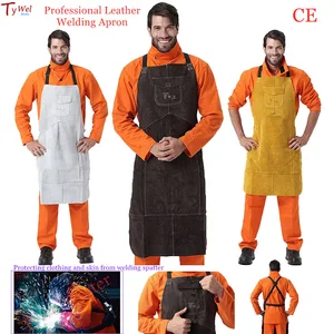 Профессиональный сварочный фартук из воловьей кожи, Защитная ткань для сварщика, плотника, кузнеца, садовой одежды, коричневый цвет, Рабочий Фартук
