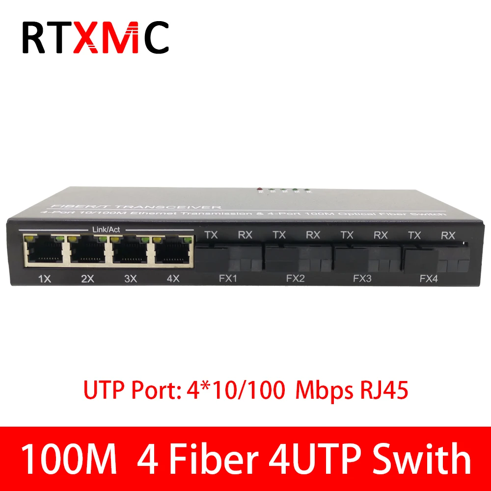 Ethernet-коммутатор 4F4E 10/100M для быстрой локальной сети 20 км волоконно-оптический