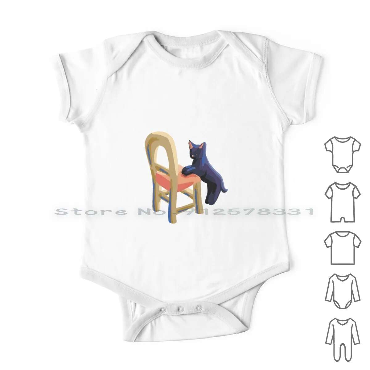 

Cat Leaning On A Chair Newborn Baby Clothes Rompers Cotton Jumpsuits Cat Lover Kitty Kitten Meow Feline Paw Pet Chair Furniture