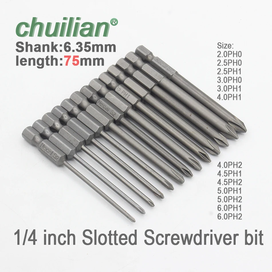 1 шт. 75 мм длинный шестигранный хвостовик Магнитный Phillips отвертка бит головка