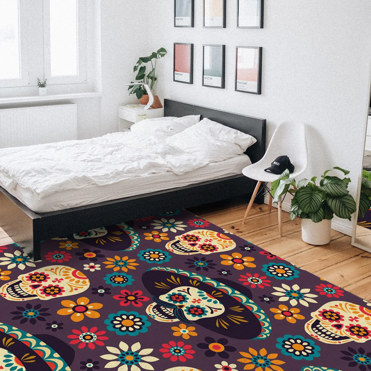 Круглая красная синяя плотная шляпа с изображением черепа цветов коврики для