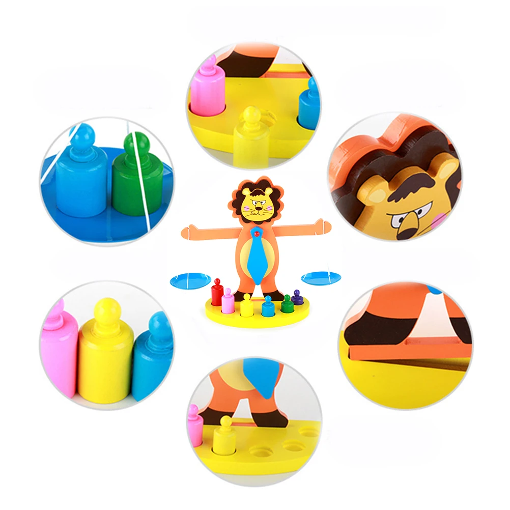 Весы деревянные весы для детей Веселая игра баланса льва дошкольников