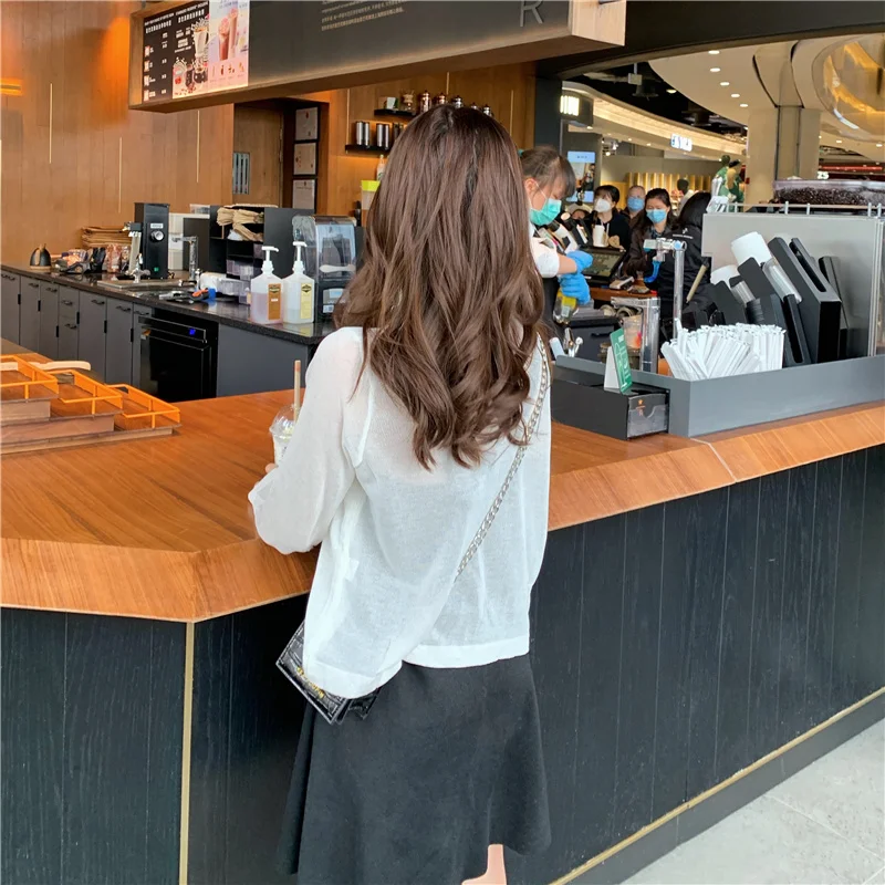 

Black Dress Summer Hepburn Style Dress Women's Suspender Skirt Outerwear Cover-up Thin Knitted Cardigan Two-Piece Suit