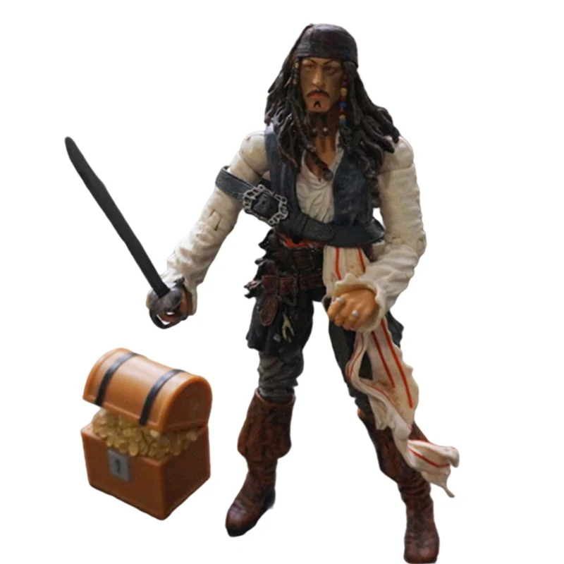 

17cm Original Disney Movie Pirates Of The Caribbean Cartoon Figure Jack Movable Joints Model Decorate Toys Children Gifts