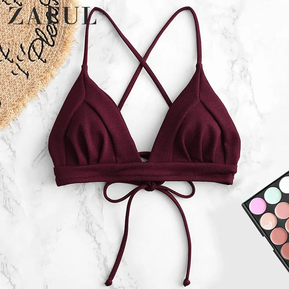 ZAFUL текстурированный крест-накрест на шнуровке бикини Купальник Новый Съемный