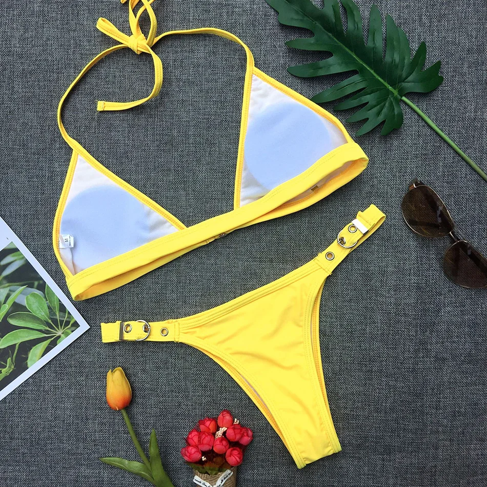 

Adjust Swimwear 2019 Swimming Suit for Women Bikinis Sexy Solid Swimsuit Female Black Thong Bikini Set Brazilian Bathing Suits