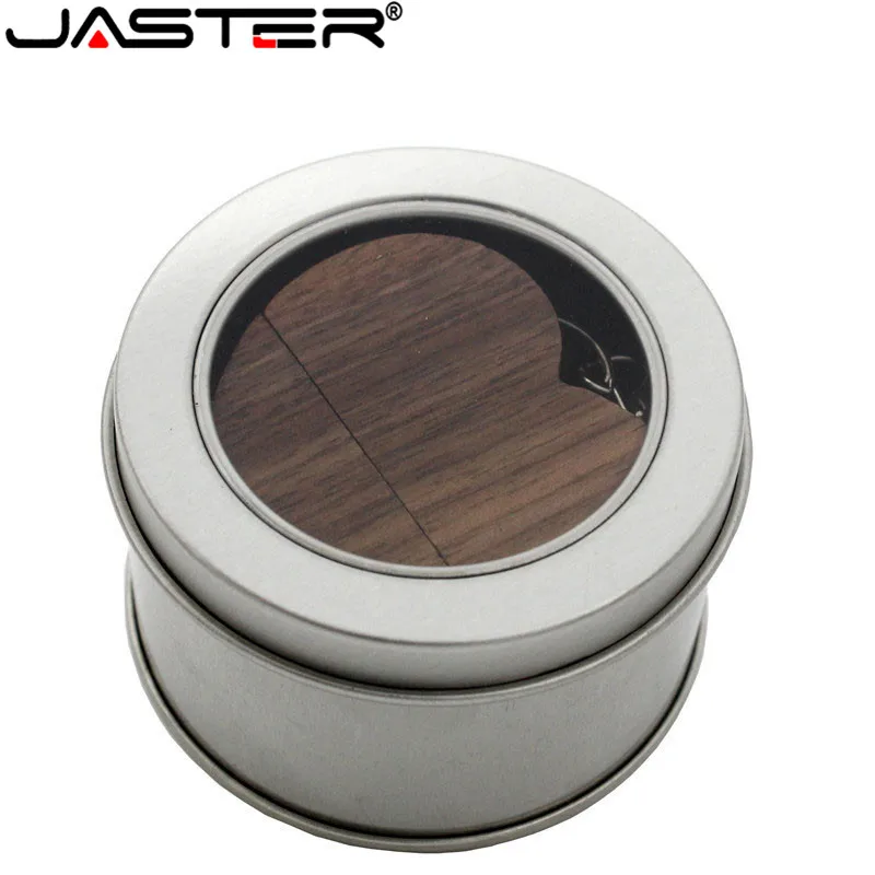 JASTER USB 2 0 деревянный сердечко usb с металлической коробкой флэш-накопитель 8 ГБ 16 32 64