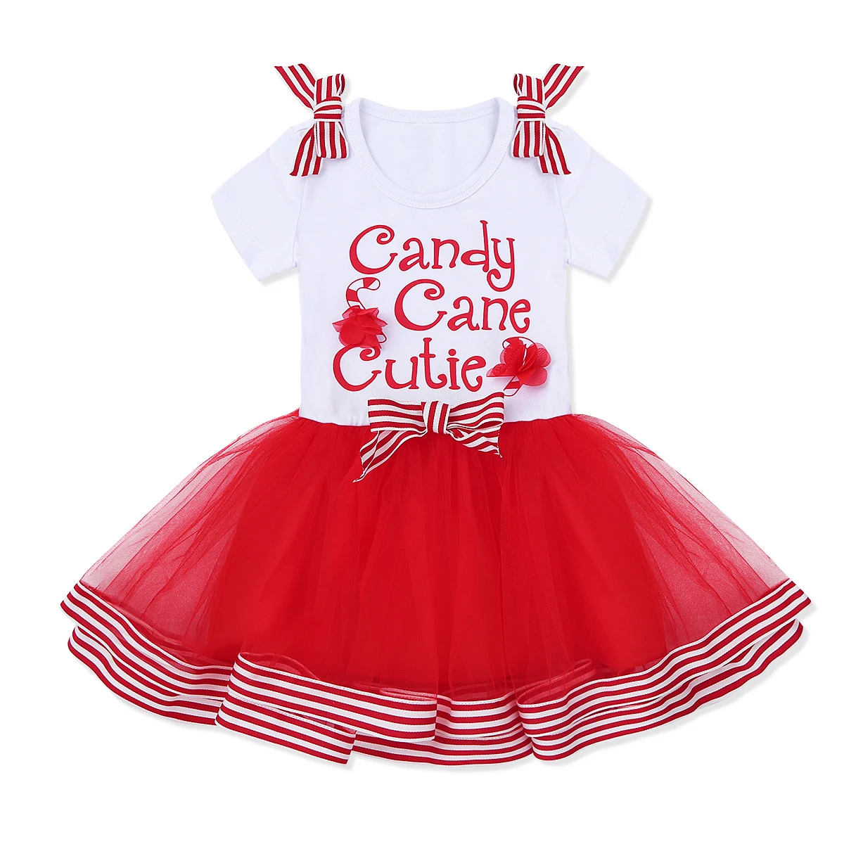 

Baby Girl Christmas Dress Cotton Mesh Short Sleeves Bowknot Letter Printed Cute Dresses Kids Girls Party Princess Tutu Dress